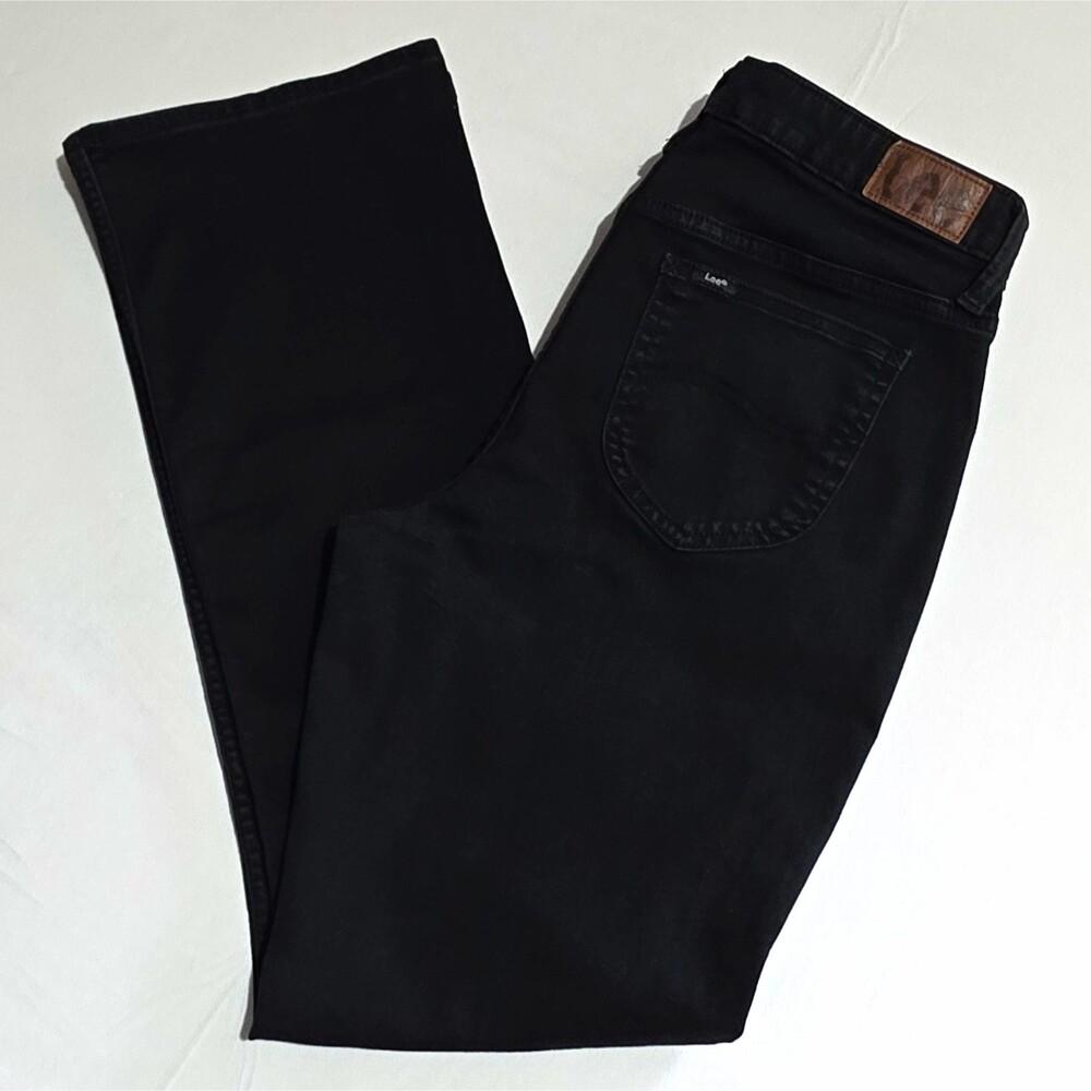 Lee Women's Black Dark Wash Denim Bootcut Jeans Stretch 5-Pocket Size 10 Long